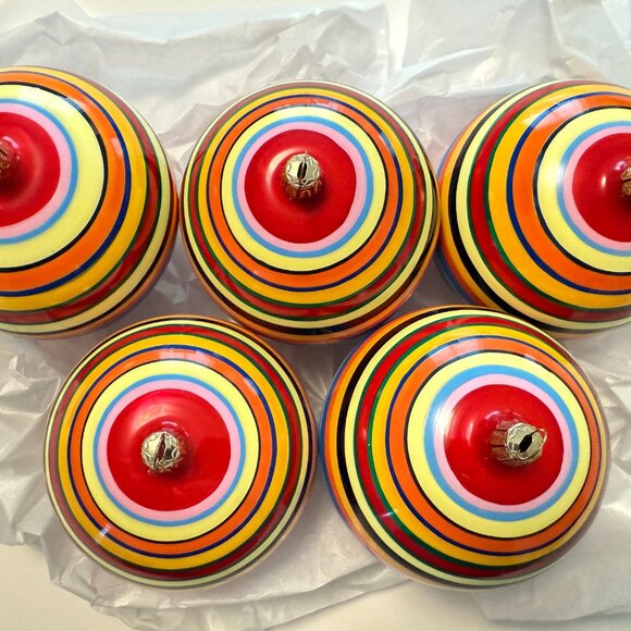 Set of 5 Sak's Fifth Avenue Hand-Painted Christmas Tree Ornaments From 2003 - Picture 2 of 5